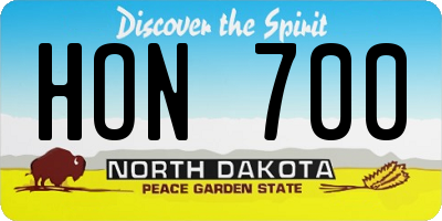 ND license plate HON700
