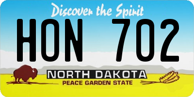 ND license plate HON702