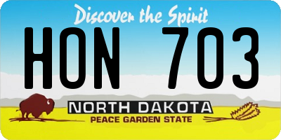 ND license plate HON703