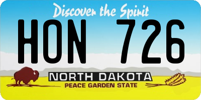 ND license plate HON726