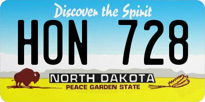 ND license plate HON728