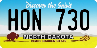 ND license plate HON730