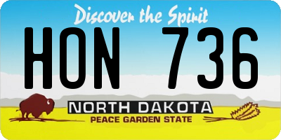 ND license plate HON736
