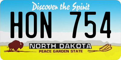 ND license plate HON754