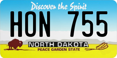 ND license plate HON755