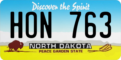 ND license plate HON763