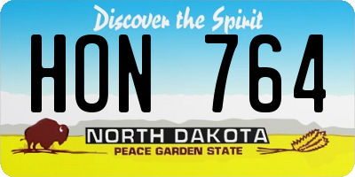 ND license plate HON764