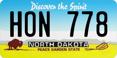 ND license plate HON778