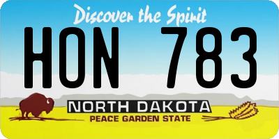 ND license plate HON783
