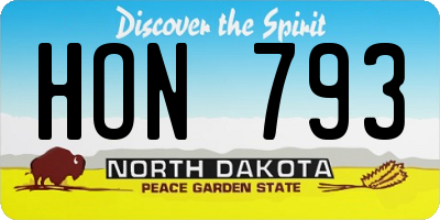ND license plate HON793