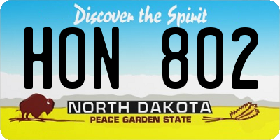 ND license plate HON802