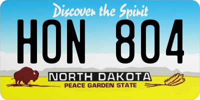 ND license plate HON804