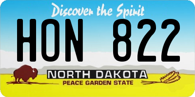 ND license plate HON822