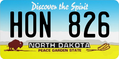 ND license plate HON826