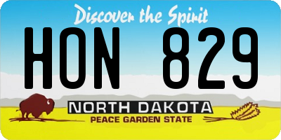 ND license plate HON829