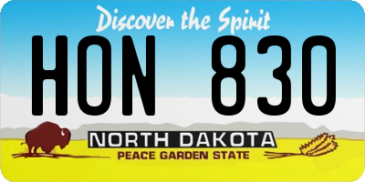 ND license plate HON830