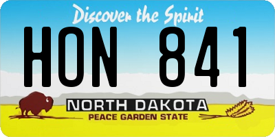 ND license plate HON841