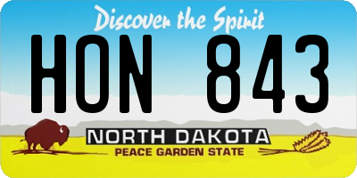 ND license plate HON843