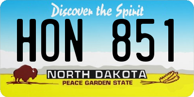 ND license plate HON851