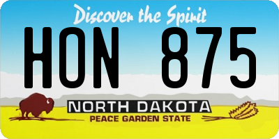 ND license plate HON875