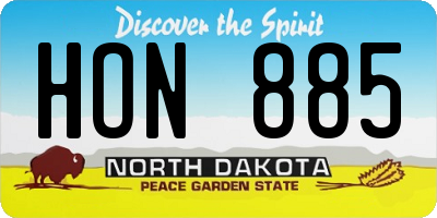 ND license plate HON885