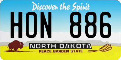 ND license plate HON886