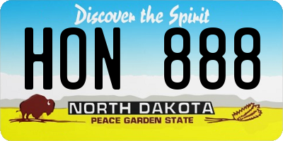ND license plate HON888