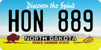 ND license plate HON889