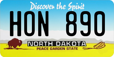 ND license plate HON890