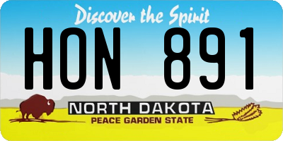 ND license plate HON891