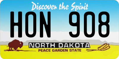 ND license plate HON908