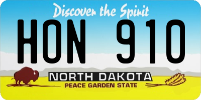 ND license plate HON910