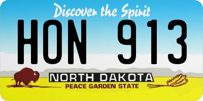 ND license plate HON913