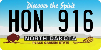 ND license plate HON916