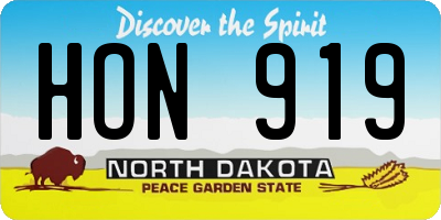 ND license plate HON919