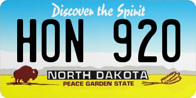 ND license plate HON920