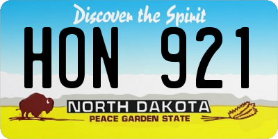 ND license plate HON921