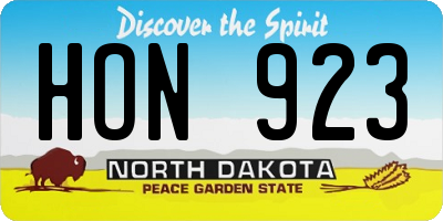 ND license plate HON923