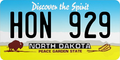 ND license plate HON929