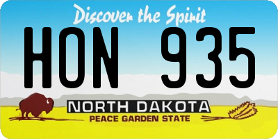 ND license plate HON935