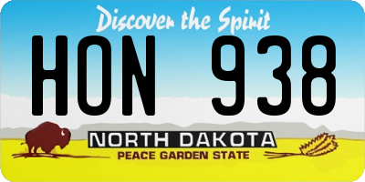 ND license plate HON938