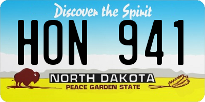 ND license plate HON941