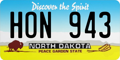 ND license plate HON943