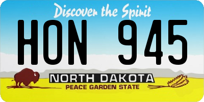 ND license plate HON945