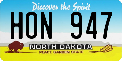 ND license plate HON947