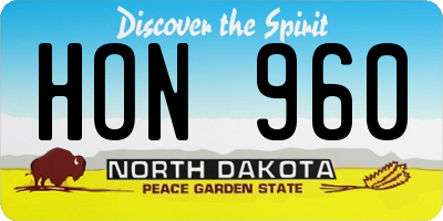 ND license plate HON960
