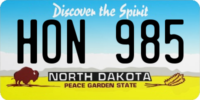 ND license plate HON985