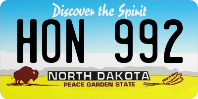 ND license plate HON992