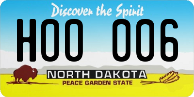 ND license plate HOO006