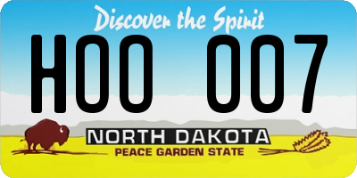 ND license plate HOO007